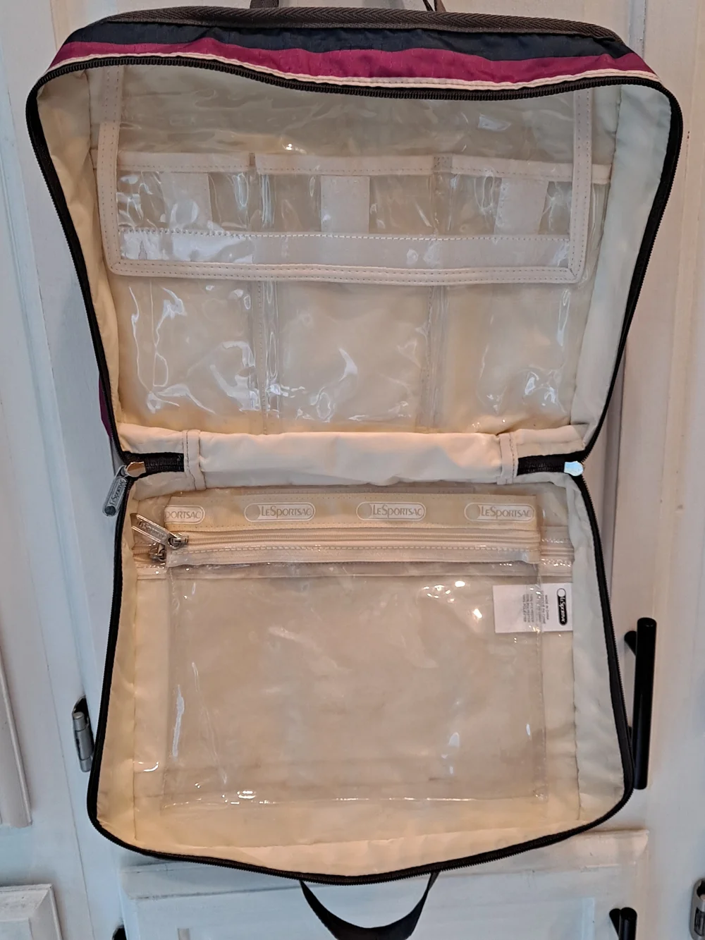 LeSportsac Deluxe Travel Case Wide Rule Rainbow Stripe Organizer Bag Multicolor